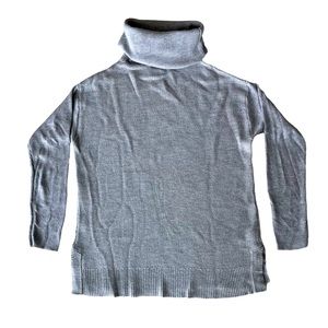 Lambswool Talbots Heather Grey Waffle Knit Talbots Chinky Neck Turtleneck Medium